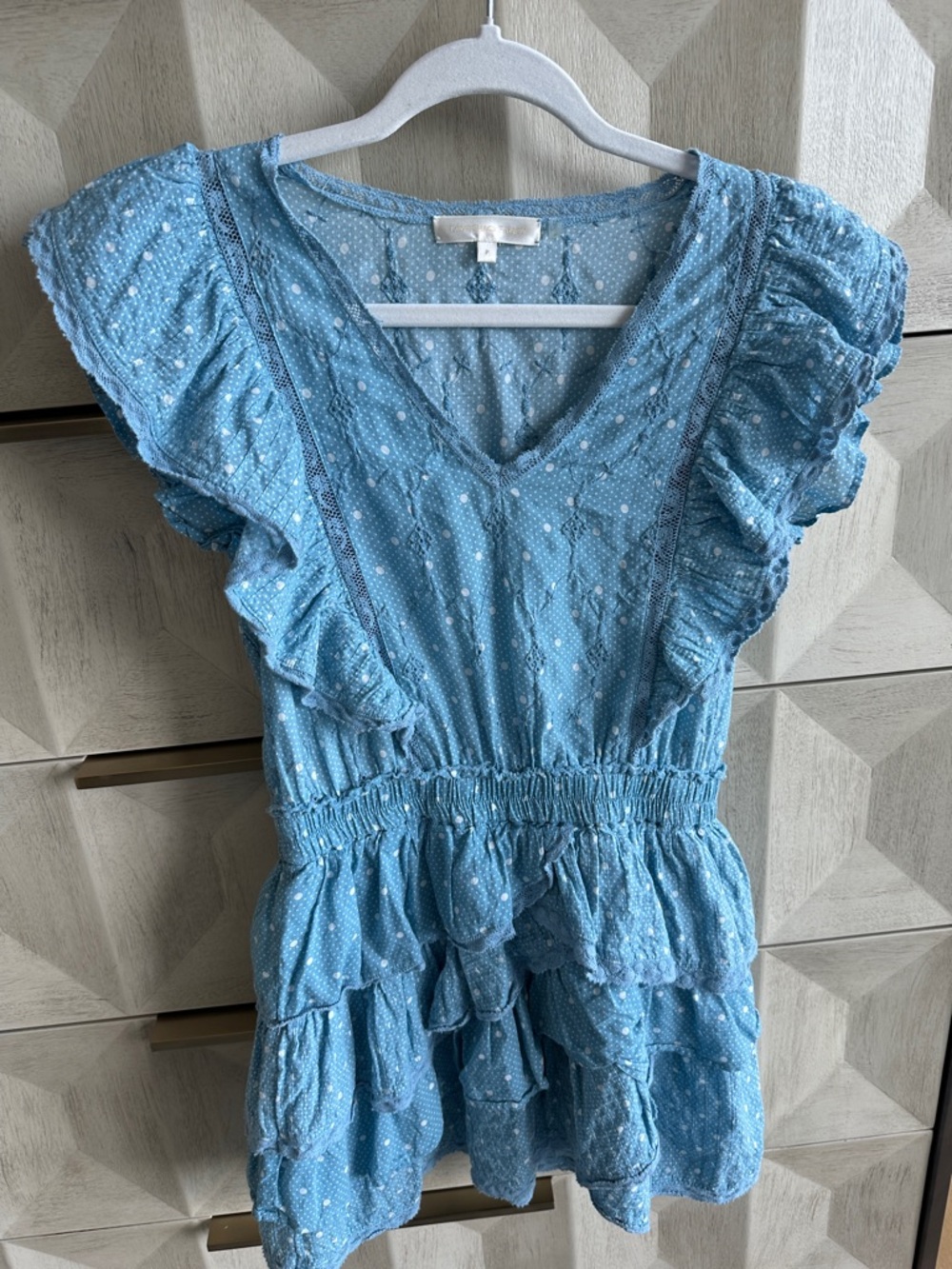 LoveShackFancy Powder Blue Polka Dot Dress